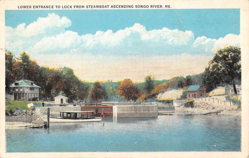 Songo River Maine Lower Entrance To Lock Antique Postcard K56600