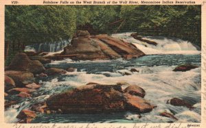 Vintage Postcard 1951 Rainbow Falls On West Branch Wolf River Menominee Indian