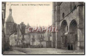 Old Postcard Avallon The Clock Tower and the Church of St. Lazarus
