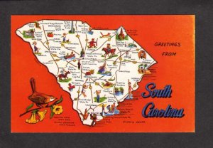 SC Greetings From South Carolina Postcard Columbia, Camden, Charleston Postcard