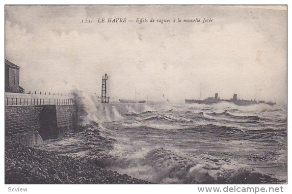 LE HAVRE (Seine Maritime), France, PU-1919; Effets De Vagues A La Nouvelle Jetee