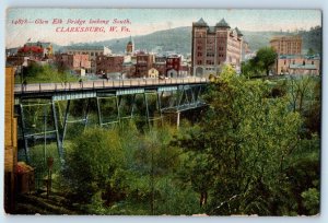 1910 Clarksburg West Virginia WV Postcard Glen Elk Bridge Looking South Building