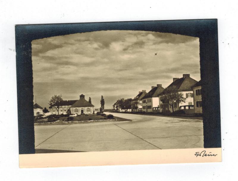 Mint 1930s Dachau Concentration Camp RPPC Postcard Street Building View FF Bauer