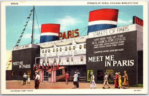 VINTAGE POSTCARD THE STREETS OF PARIS EXHIBIT AT THE CHICAGO WORLD'S FAIR 1933