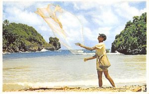 Native Fisherman Jamaica 1954, no stamp 