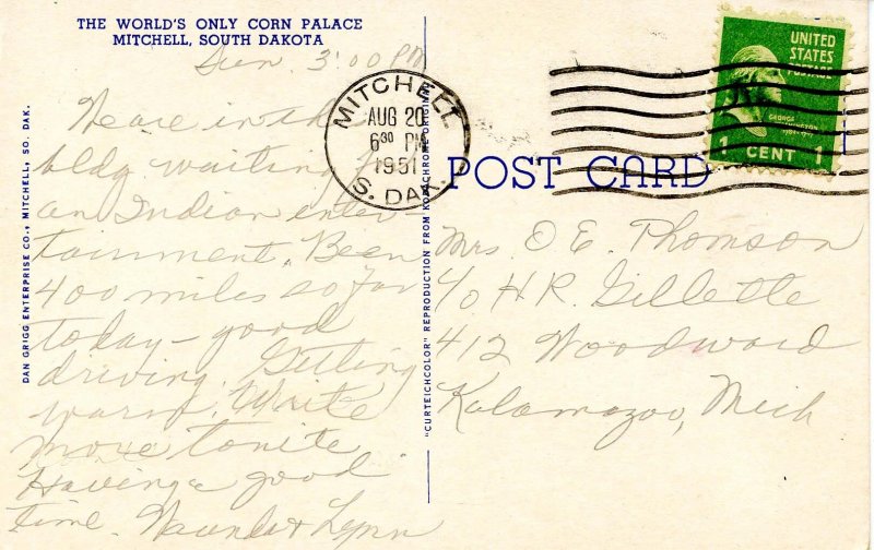 SD - Mitchell. Corn Palace, 1950