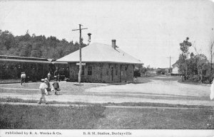 Burleyville New Hampshire Railroad Station Exterior Antique Postcard KK1474