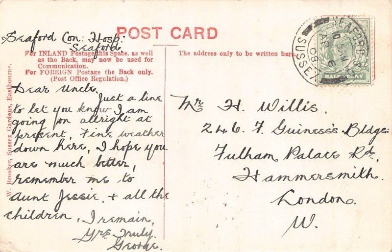 England 1908 Seaford Bay vintage postcard