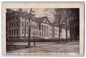 c1920's Chestnut Street Grammar School New England Springfield MA Postcard 