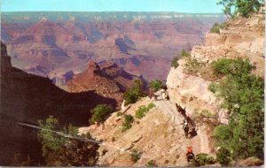 Postcard AZ  Grand Canyon Nationl Park Battleship Rock and Bright Angel Trail