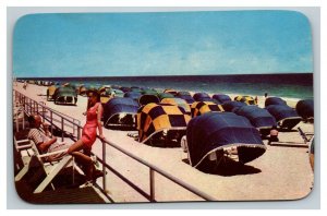 Vintage 1950's Postcard Cabanas on the Beach in Ft. Lauderdale Florida