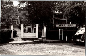 RPPC Villa Louis, Sign Prairie du Chien WI c1946 Vintage Postcard F15