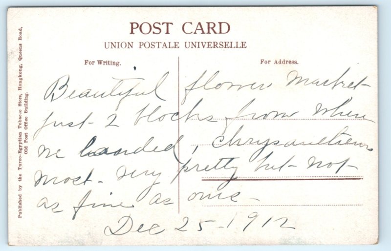 Hong Kong China Flower Street YMCA Postcard