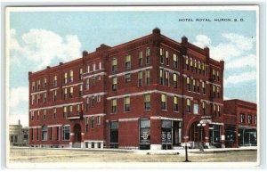 HURON, SD South Dakota ~ Street Scene HOTEL ROYAL c1910s Beadle County Postcard