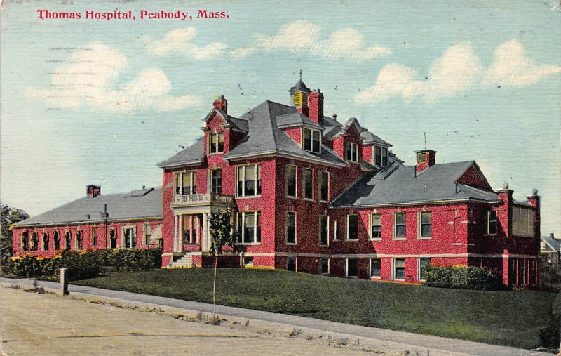 Thomas Hospital, Peabody, Massachusetts, Early Postcard, used in 1916