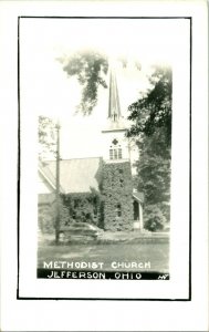 RPPC Jefferson Ohio OH Methodist Church UNP Postcard T19