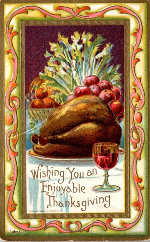 Thanksgiving Greeting With Turkey 1911