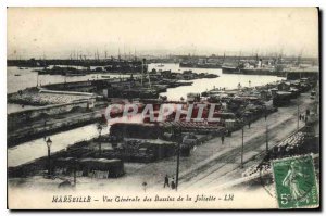 Postcard Old Marseille general view of the Joliette Basins