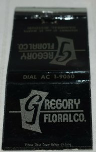 Gregory Floral Co. Hannibal Missouri 30 Strike Matchbook Cover