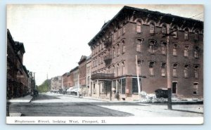 FREEPORT, IL Illinois~ STEPHENSON STREET SCENE c1910s Horse-drawn Coach Postcard