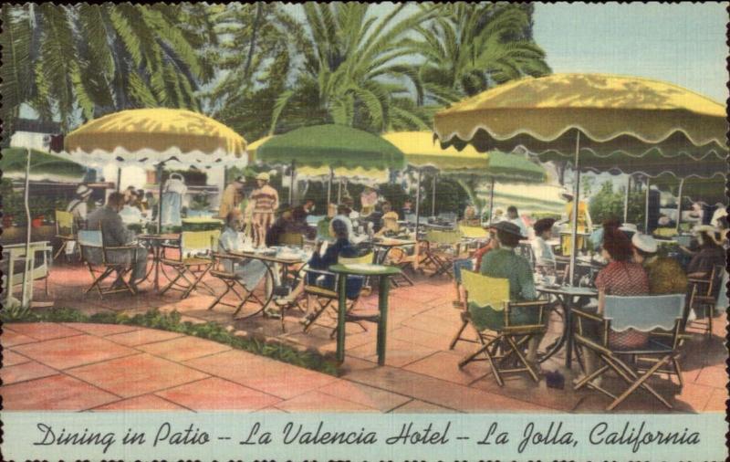 La Jolla CA La Valencia Hotel Patio - Nice Linen Postcard