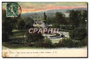 Postcard Old Place Carnot Lyon Perrache station and Hotel Terminus