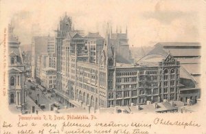 P. R.R. RAILROAD TRAIN DEPOT PENNSYLVANIA AIRBRUSHED POSTCARD 1906