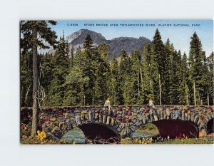 Postcard Stone Bridge Over Two Medicine River, Glacier National Park, Montana