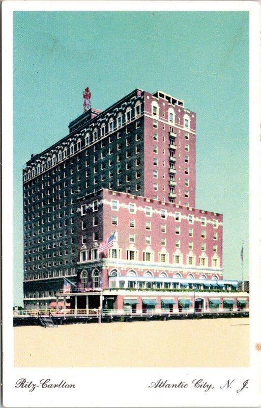 Atlantic City New Jersey Ritz Carlton Hotel Beachfront Scenic WB Postcard 