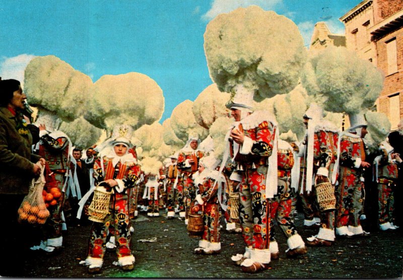 Belgium Binche Carnaval Locals In Carnival Costumes