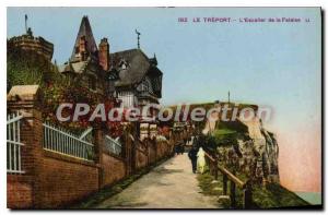 Postcard Old Treport the Escaller the Cliff