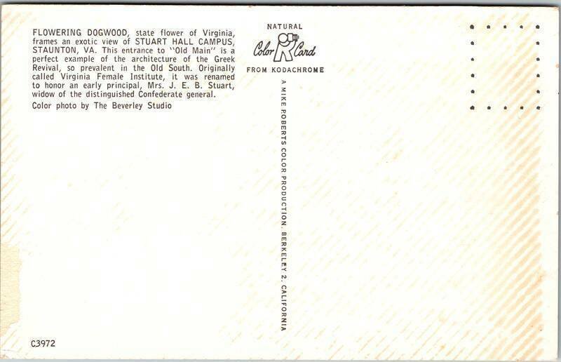 Stuart Hall Campus Flowering Dogwood Staunton,VA Virginia Vintage Postcard