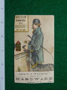 1870s-80s H S Walker Vacuum Harness Oil Man with Dog Victorian Trade Card F30