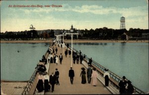 Ottawa Ontario ONT Brittania-on-the-Bay Pier Boardwalk c1910 Vintage Postcard