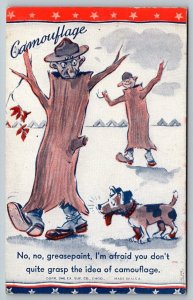 Vintage Saucy Cartoon Humor Postcard - US Army - Arcade Card - Ink Blotter