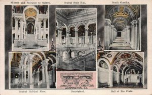 Six Interior Views of the Library of Congress, Washington, D.C., Early Postcard