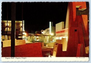 Eugene Oregon OR Postcard Eugene Mall Night Scene Downtown Traffic c1960 Vintage