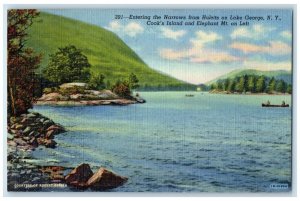 1940 Entering Narrows Huletts Cooks Island Lake George New York Vintage Postcard