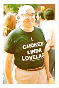 Risque Humor  GRANDPA~I CHOKED LINDA LOVELACE T-Shirt  1982 4X6 Comic Postcard