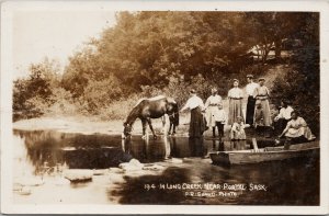 Long Creek near Portal Saskatchewan Women Children Horse Gooud RPPC Postcard G92