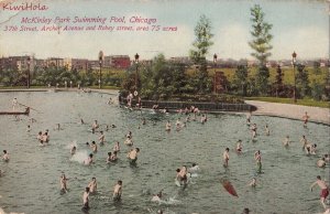 Postcard McKinley Park Swimming Pool Chicago IL 1912
