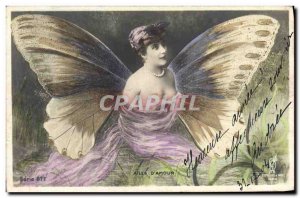 Postcard Old Woman Surrealism Butterfly Wings & # 39amour