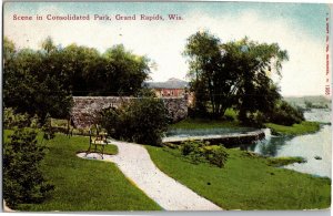 Scene in Consolidated Park, Grand Rapids WI c1913 Vintage Postcard T11