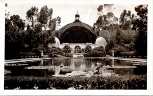 RPPC Postcard CA San Diego Balboa Park Botanical Gardens & Lily Pond 1920s K44