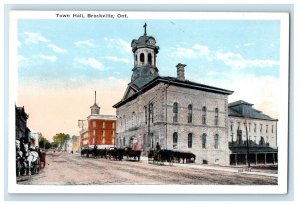 c1920's Horse, Carriages, Town Hall Brockville Ontario Canada Unposted Postcard 