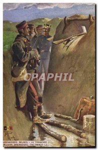 Old Postcard Grenadier Militaria Belgians The trench