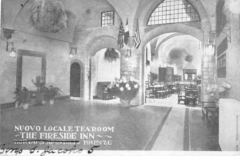 Florence Italy inside Nuovo Locale Tearoom Fireside Inn antique pc Z19626