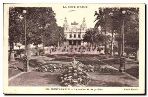 Old Postcard The French Riviera Monte Carlo Casino and gardens