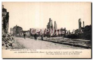 Old Postcard Clermont in Argonne (Meuse) The village fire and bombing by the ...