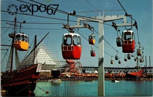 Expo 67 Montreal Canada Sky Ride La Ronde Dolphin Lake VTG Postcard Chrome UNP 